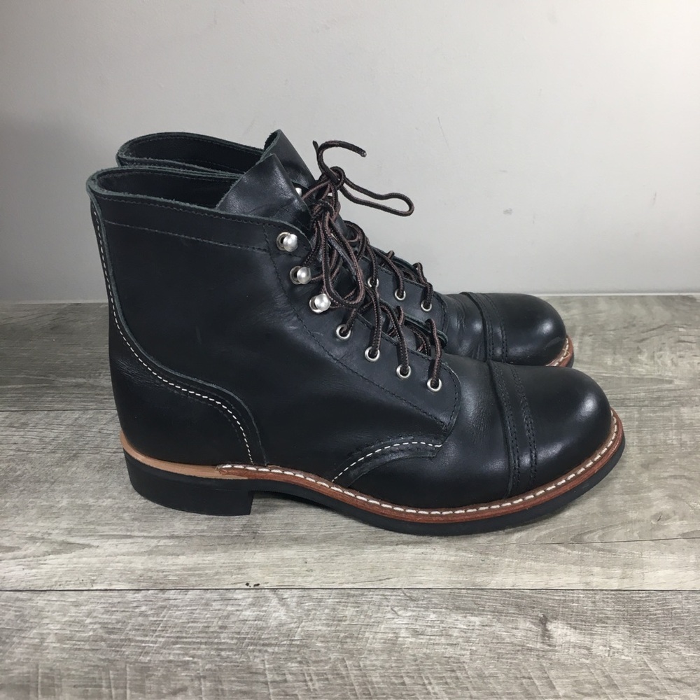 Womens Red Wing 3366 Iron Ranger Short Black Boundary Leather Soft Toe Boots 8